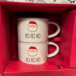 Rae Dunn Santa Mug Set - Cream and Red
